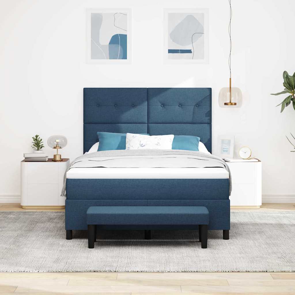 Boxspringbed met matras met hoofdeinde Blauw 140 x 200 cm Stof is nu te koop bij PeponiXL, paradijselijk wonen!