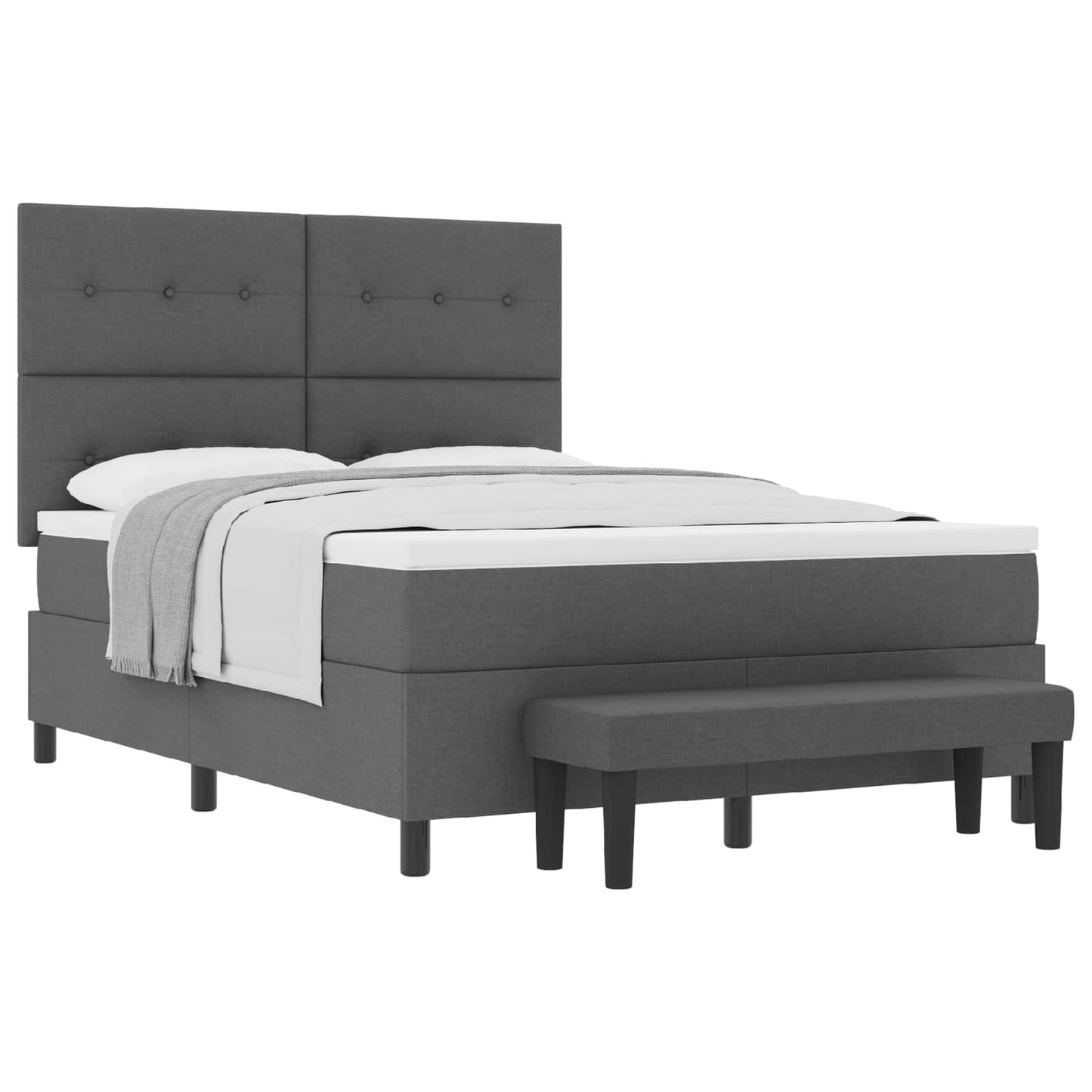 Boxspringbed met kussen Donkergrijs 160 x 200 cm Stof is nu te koop bij PeponiXL, paradijselijk wonen!