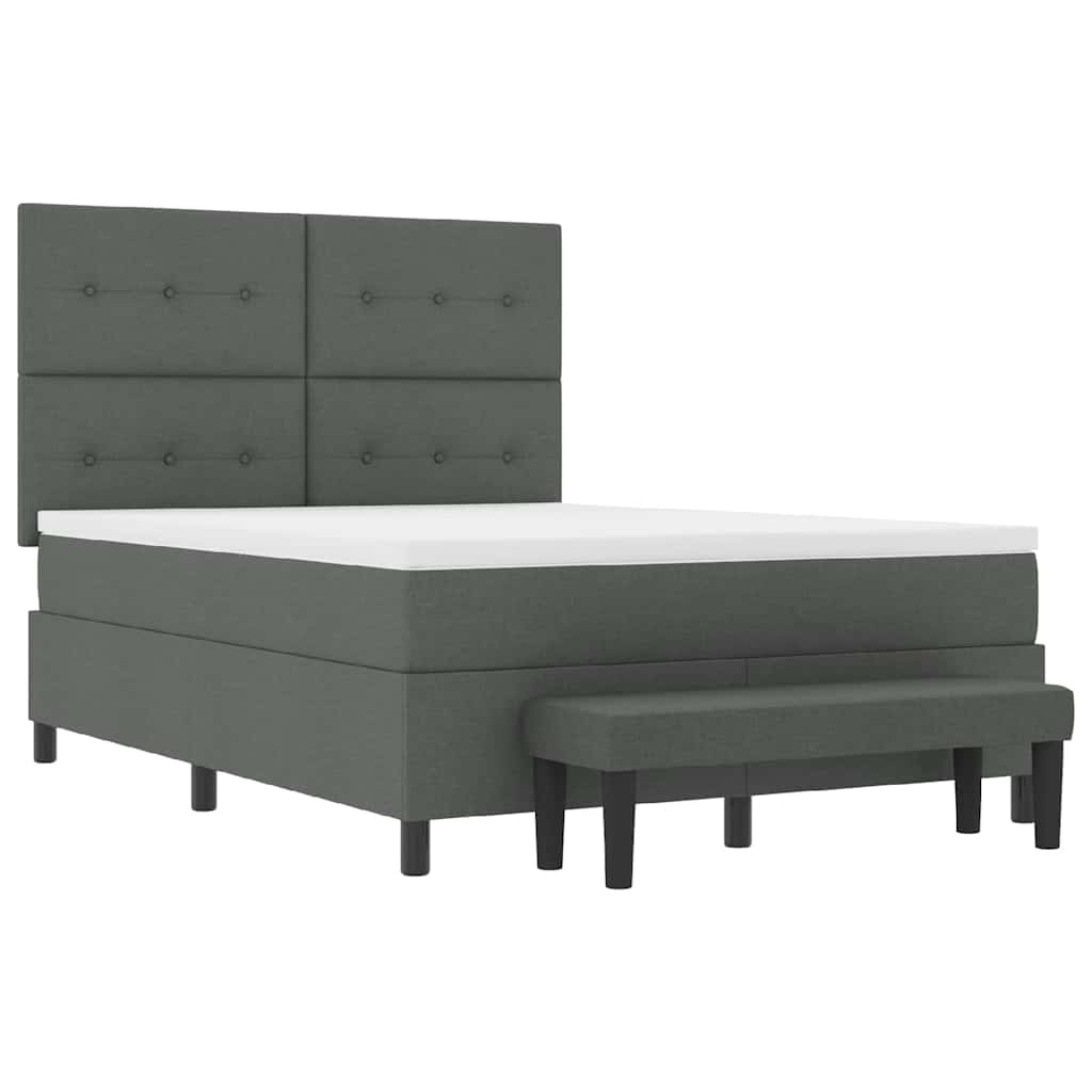 Boxspringbed met kussen Donkergrijs 160 x 200 cm Stof is nu te koop bij PeponiXL, paradijselijk wonen!