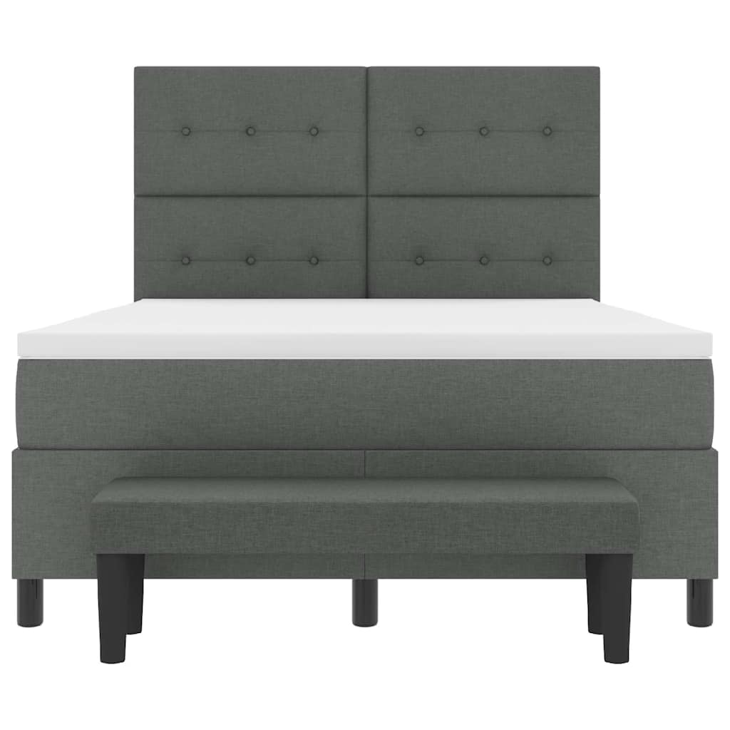 Boxspringbed met kussen Donkergrijs 160 x 200 cm Stof is nu te koop bij PeponiXL, paradijselijk wonen!