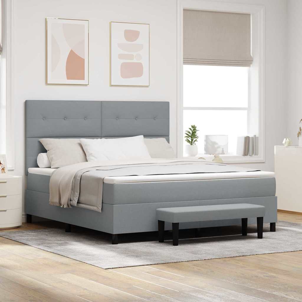 Boxspringbed met hoofdeinde Lichtgrijs 180 x 200 cm Stof is nu te koop bij PeponiXL, paradijselijk wonen!