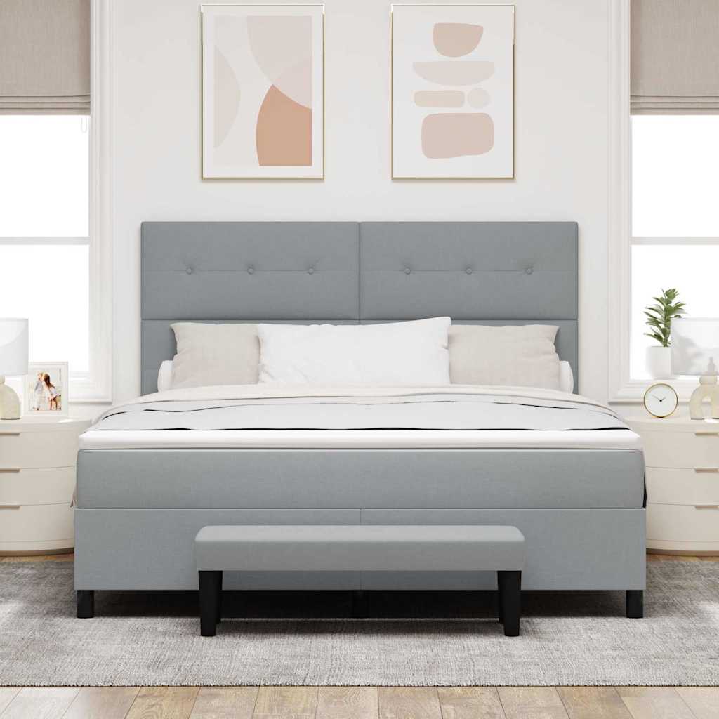 Boxspringbed met hoofdeinde Lichtgrijs 180 x 200 cm Stof is nu te koop bij PeponiXL, paradijselijk wonen!