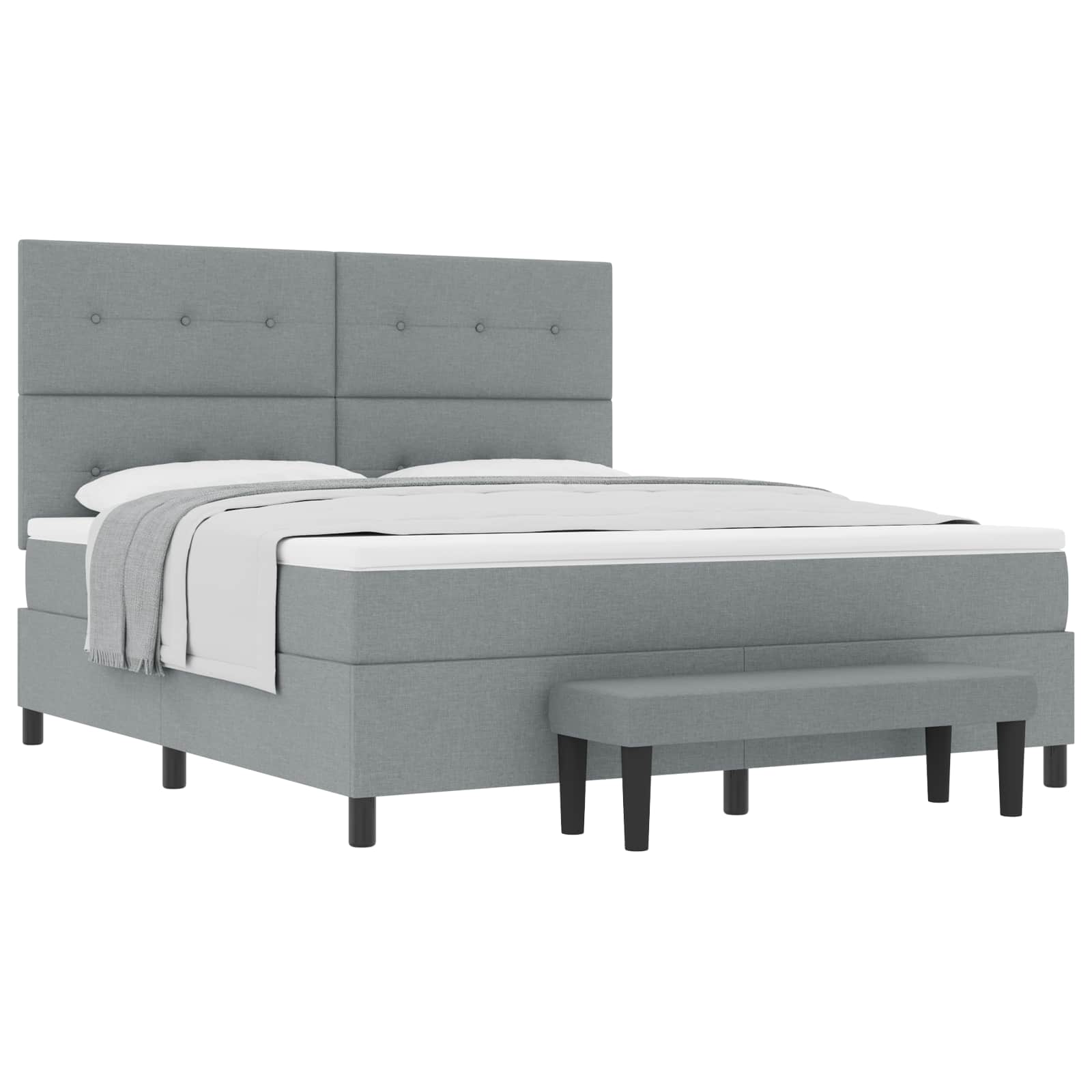 Boxspringbed met hoofdeinde Lichtgrijs 180 x 200 cm Stof is nu te koop bij PeponiXL, paradijselijk wonen!