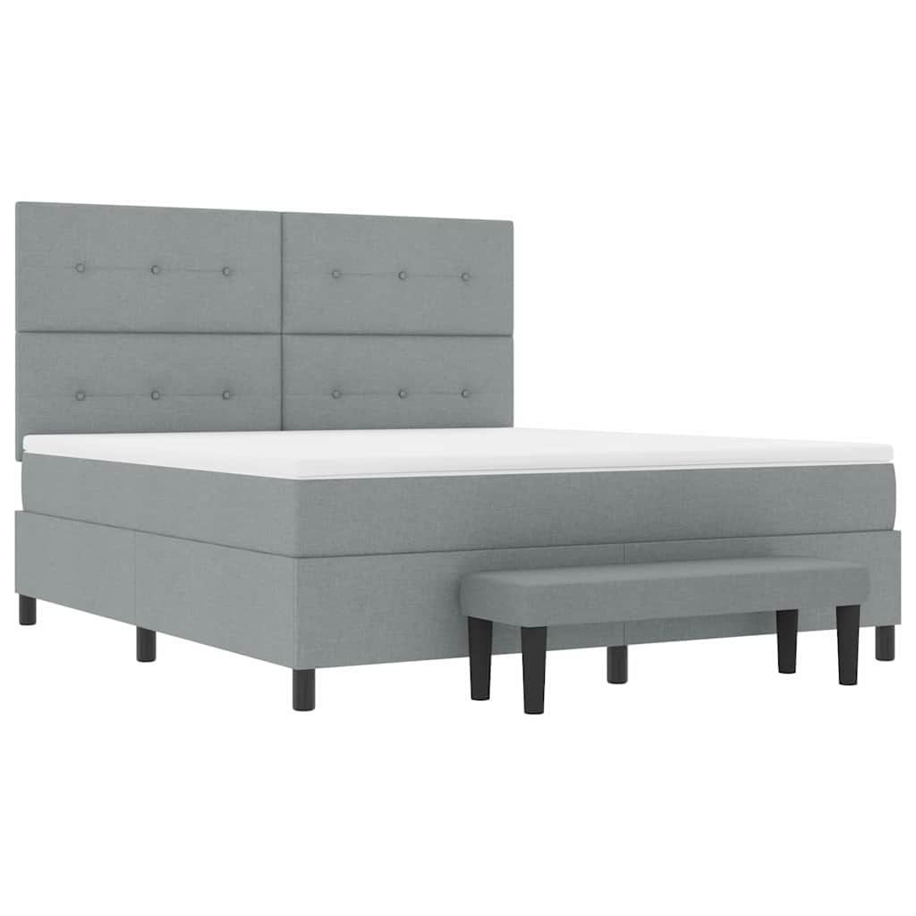 Boxspringbed met hoofdeinde Lichtgrijs 180 x 200 cm Stof is nu te koop bij PeponiXL, paradijselijk wonen!