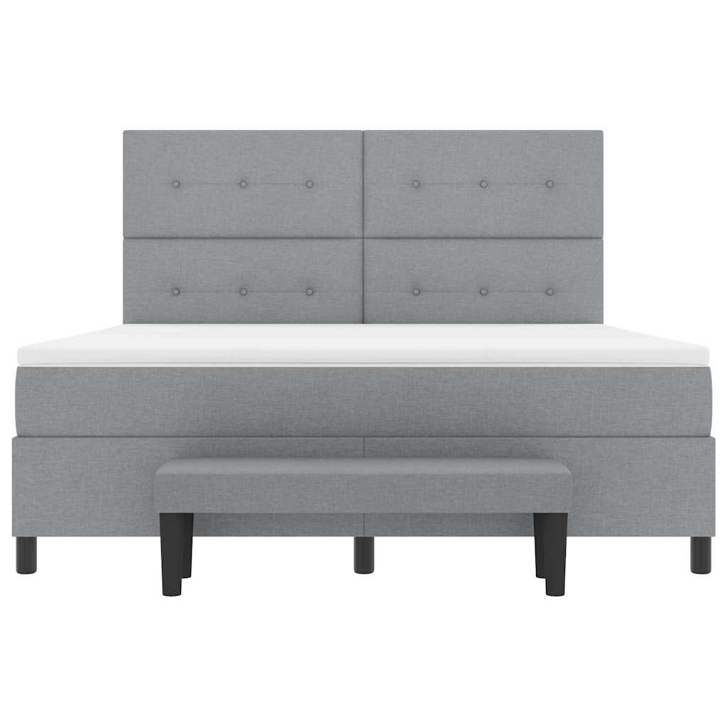 Boxspringbed met hoofdeinde Lichtgrijs 180 x 200 cm Stof is nu te koop bij PeponiXL, paradijselijk wonen!