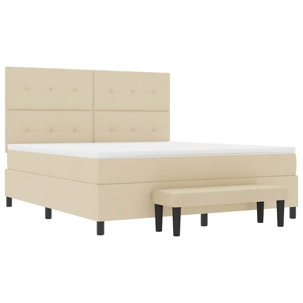 Boxspringbed met matras met hoofdeinde Crème 180 x 200 cm Stof is nu te koop bij PeponiXL, paradijselijk wonen!