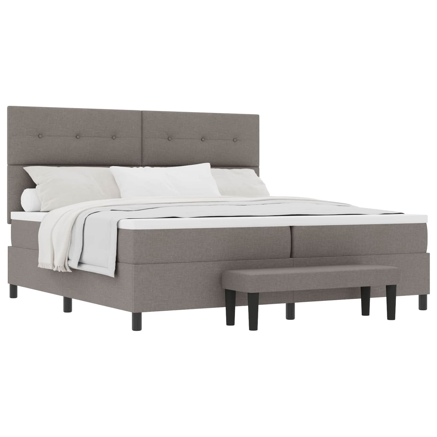 Boxspringbed met hoofdeinde Taupe 200 x 200 cm Stof