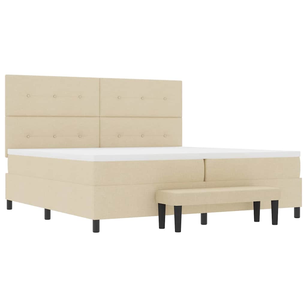 Boxspringbed met hoofdeinde Crème 200 x 200 cm Stof is nu te koop bij PeponiXL, paradijselijk wonen!
