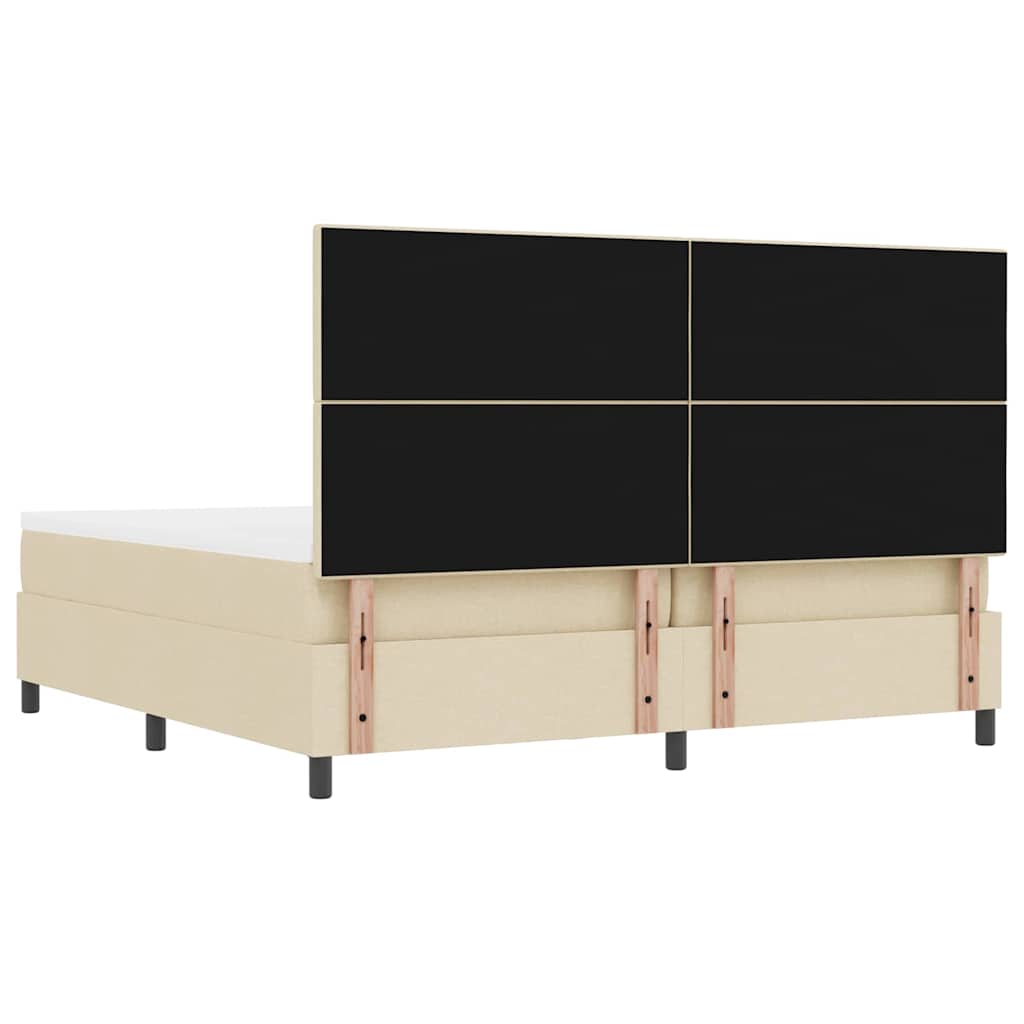 Boxspringbed met hoofdeinde Crème 200 x 200 cm Stof is nu te koop bij PeponiXL, paradijselijk wonen!