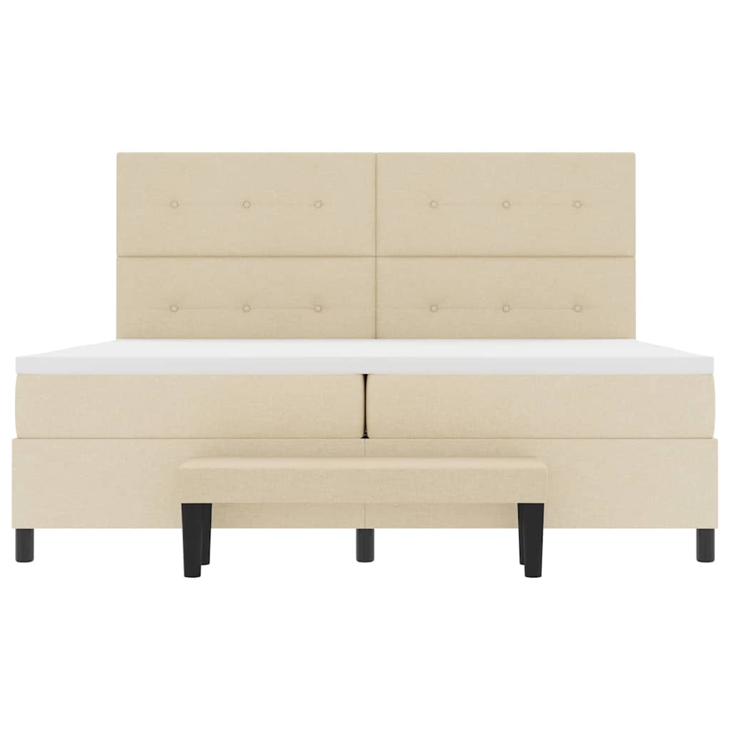 Boxspringbed met hoofdeinde Crème 200 x 200 cm Stof is nu te koop bij PeponiXL, paradijselijk wonen!