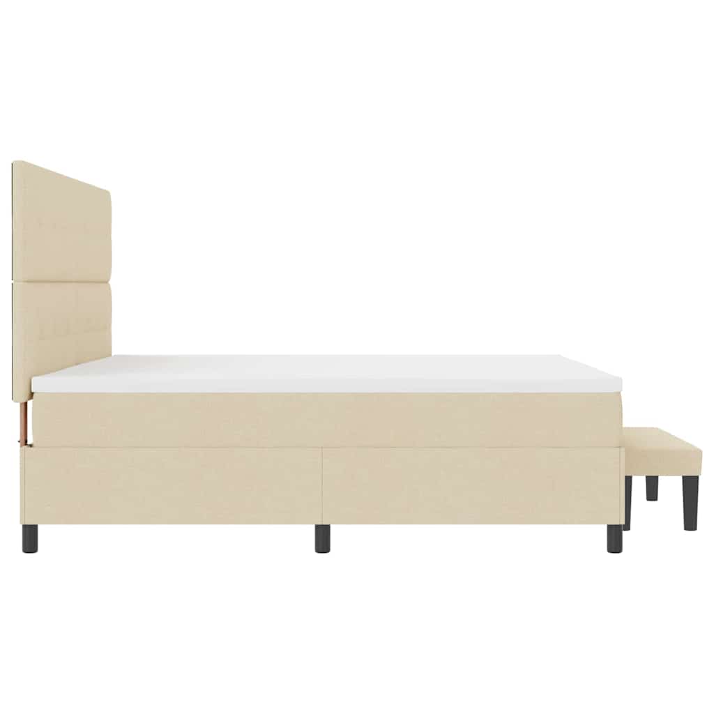Boxspringbed met hoofdeinde Crème 200 x 200 cm Stof is nu te koop bij PeponiXL, paradijselijk wonen!