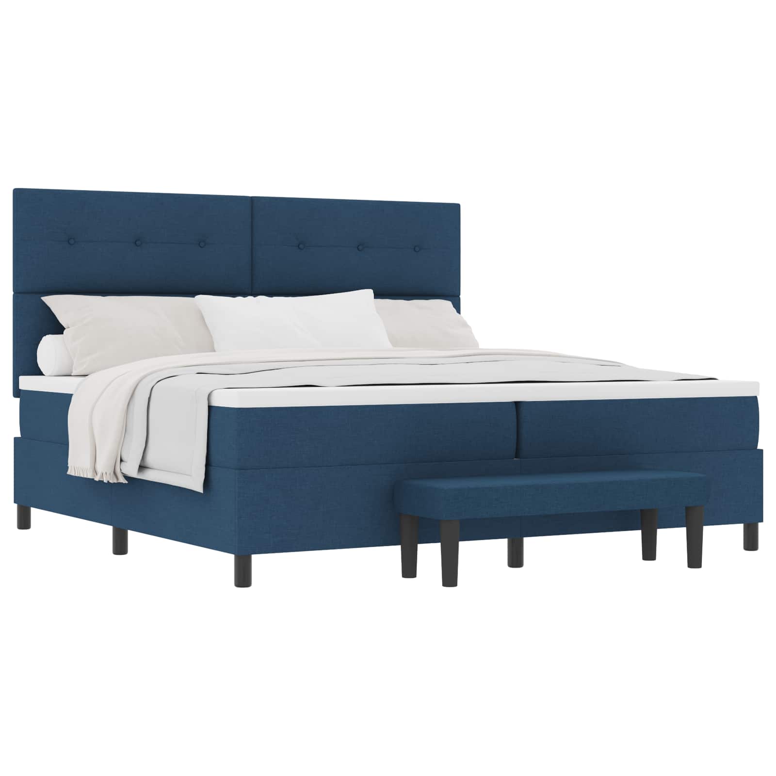 Boxspringbed met hoofdeinde Blauw 200 x 200 cm Stof is nu te koop bij PeponiXL, paradijselijk wonen!