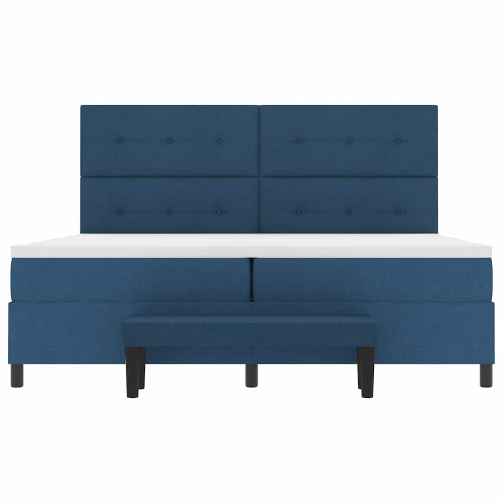 Boxspringbed met hoofdeinde Blauw 200 x 200 cm Stof is nu te koop bij PeponiXL, paradijselijk wonen!