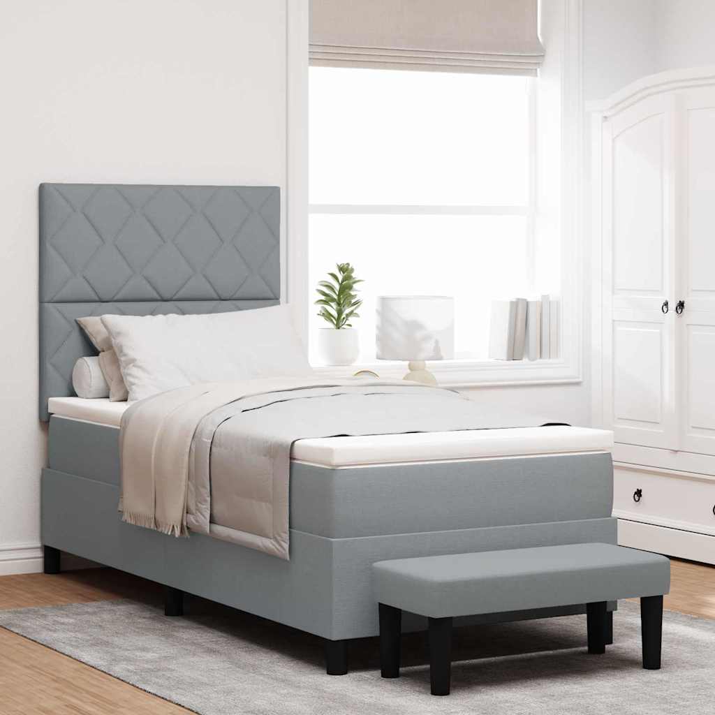 Boxspringbed met hoofdeinde Lichtgrijs 100 x 200 cm Stof is nu te koop bij PeponiXL, paradijselijk wonen!