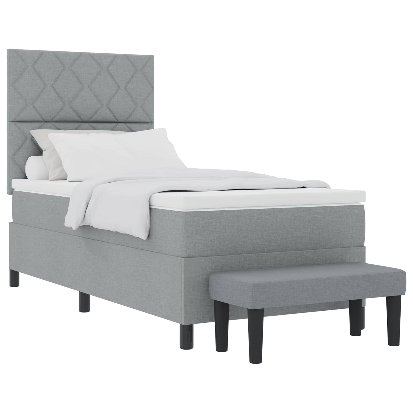 Boxspringbed met hoofdeinde Lichtgrijs 100 x 200 cm Stof is nu te koop bij PeponiXL, paradijselijk wonen!