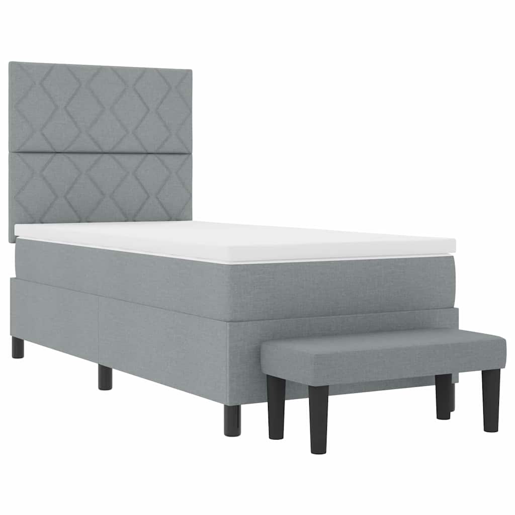 Boxspringbed met hoofdeinde Lichtgrijs 100 x 200 cm Stof is nu te koop bij PeponiXL, paradijselijk wonen!