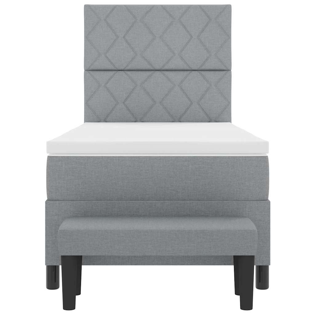 Boxspringbed met hoofdeinde Lichtgrijs 100 x 200 cm Stof is nu te koop bij PeponiXL, paradijselijk wonen!