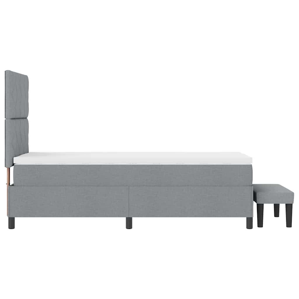 Boxspringbed met hoofdeinde Lichtgrijs 100 x 200 cm Stof is nu te koop bij PeponiXL, paradijselijk wonen!