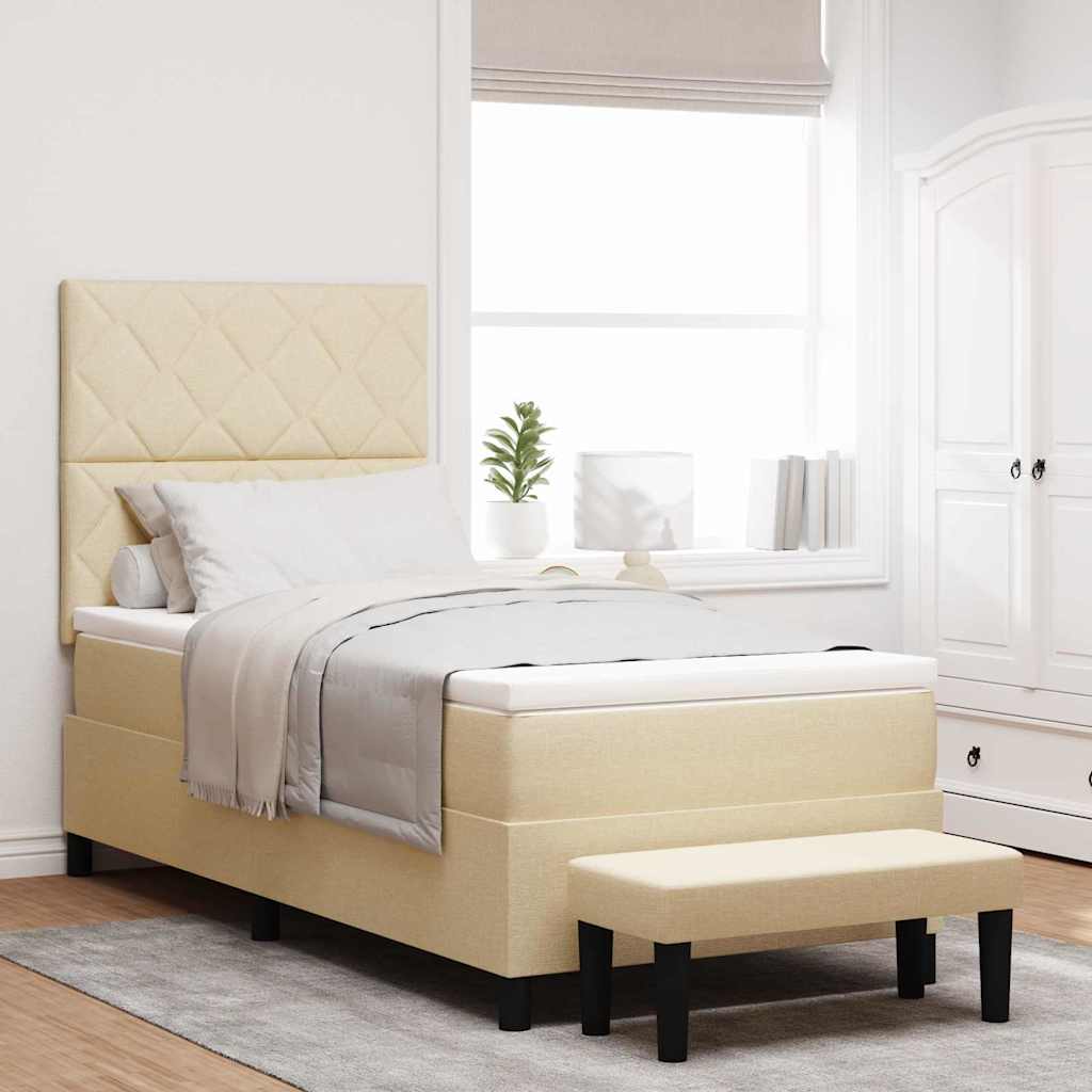 Boxspringbed met hoofdeinde Crème 100 x 200 cm Stof is nu te koop bij PeponiXL, paradijselijk wonen!
