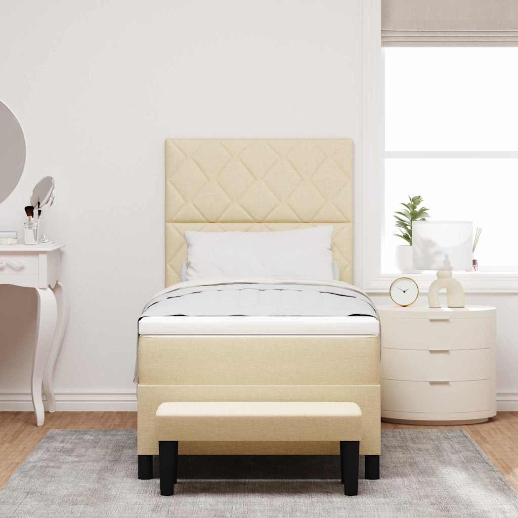 Boxspringbed met hoofdeinde Crème 100 x 200 cm Stof is nu te koop bij PeponiXL, paradijselijk wonen!