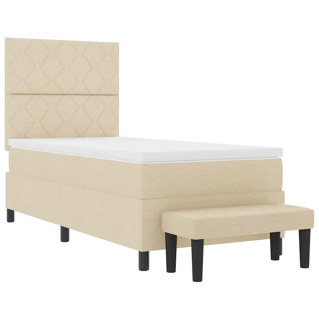 Boxspringbed met hoofdeinde Crème 100 x 200 cm Stof is nu te koop bij PeponiXL, paradijselijk wonen!