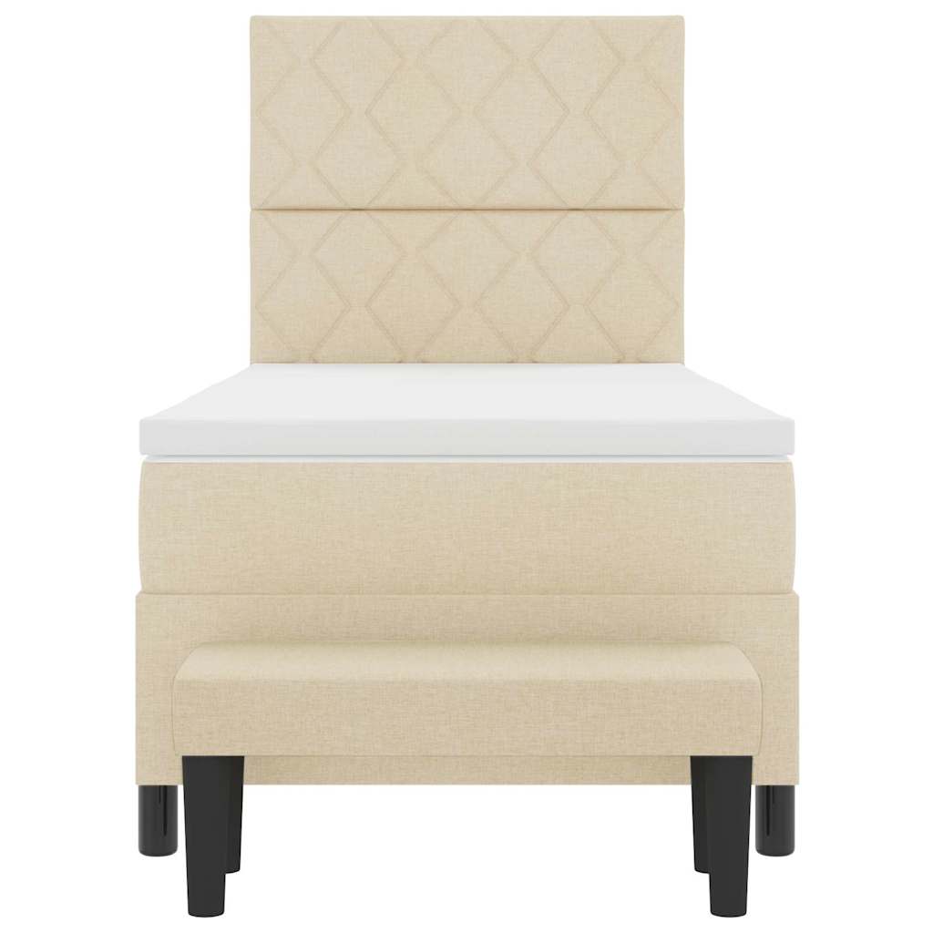 Boxspringbed met hoofdeinde Crème 100 x 200 cm Stof is nu te koop bij PeponiXL, paradijselijk wonen!