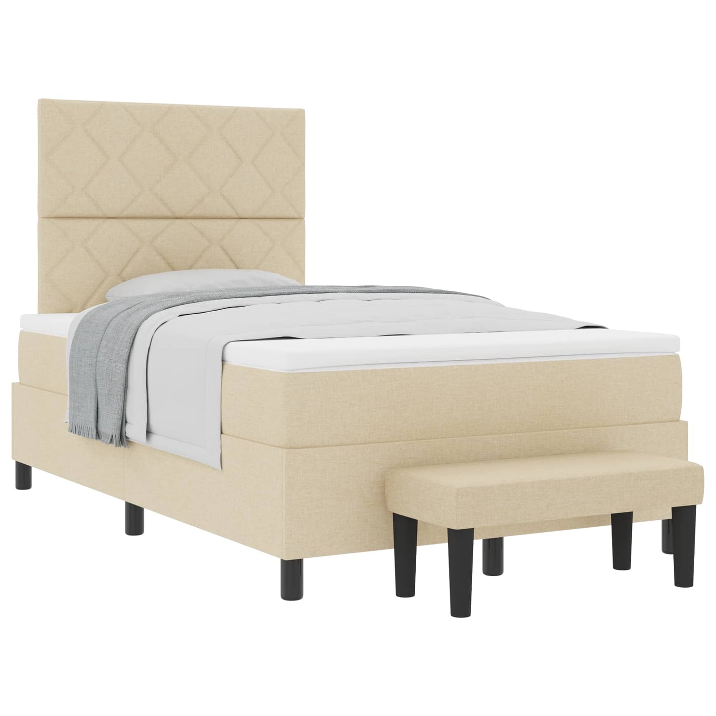 Boxspringbed met hoofdeinde Crème 120 x 190 cm Stof is nu te koop bij PeponiXL, paradijselijk wonen!