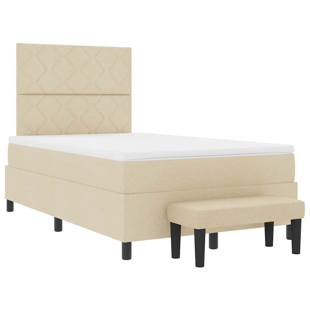 Boxspringbed met hoofdeinde Crème 120 x 190 cm Stof is nu te koop bij PeponiXL, paradijselijk wonen!