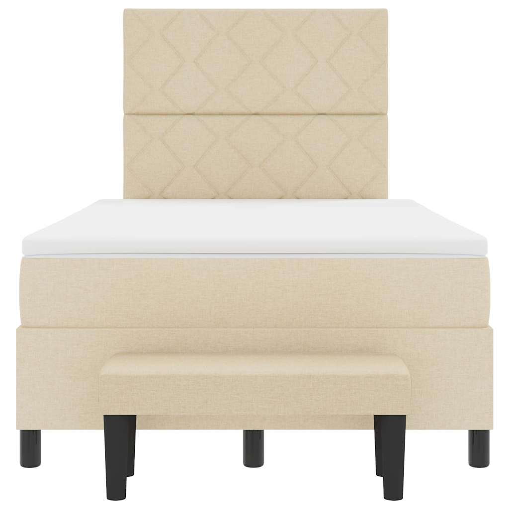 Boxspringbed met hoofdeinde Crème 120 x 190 cm Stof is nu te koop bij PeponiXL, paradijselijk wonen!