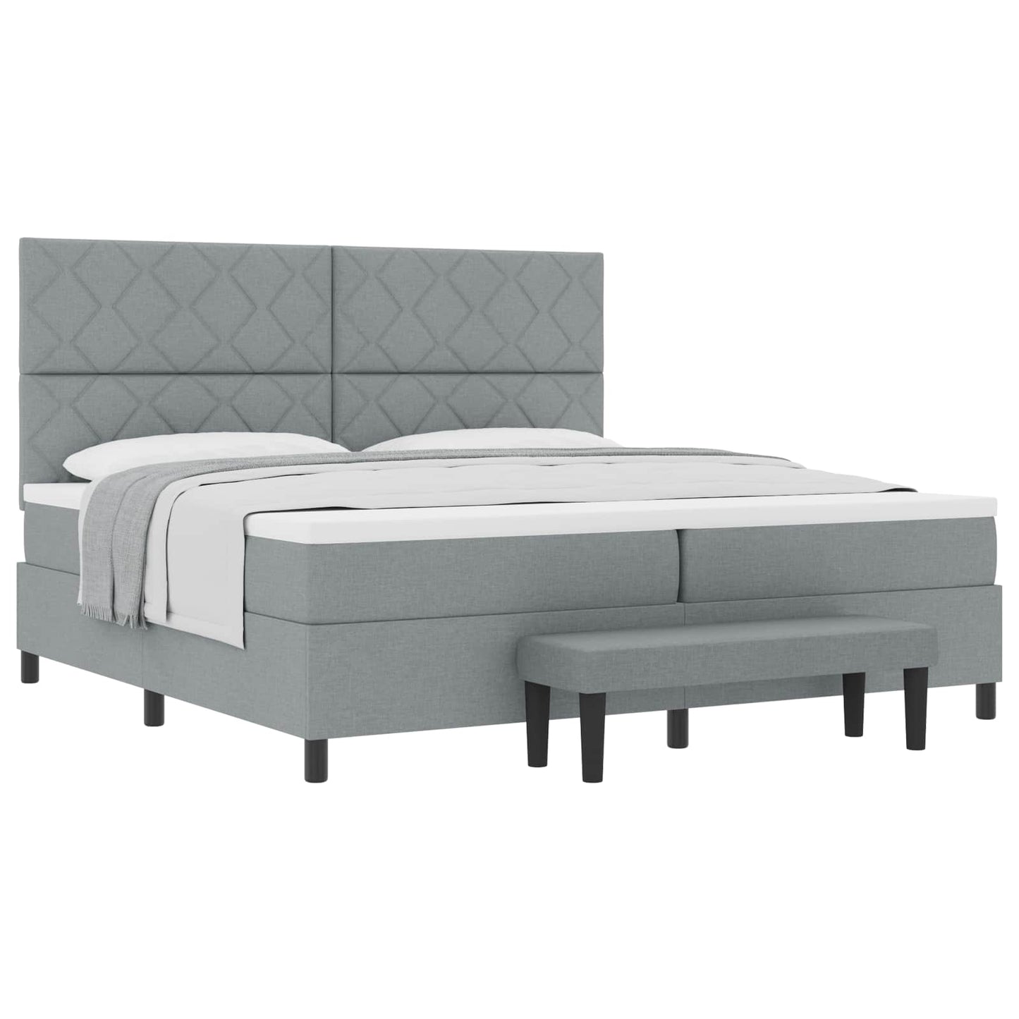 Boxspringbed met hoofdeinde Lichtgrijs 200 x 200 cm Stof is nu te koop bij PeponiXL, paradijselijk wonen!