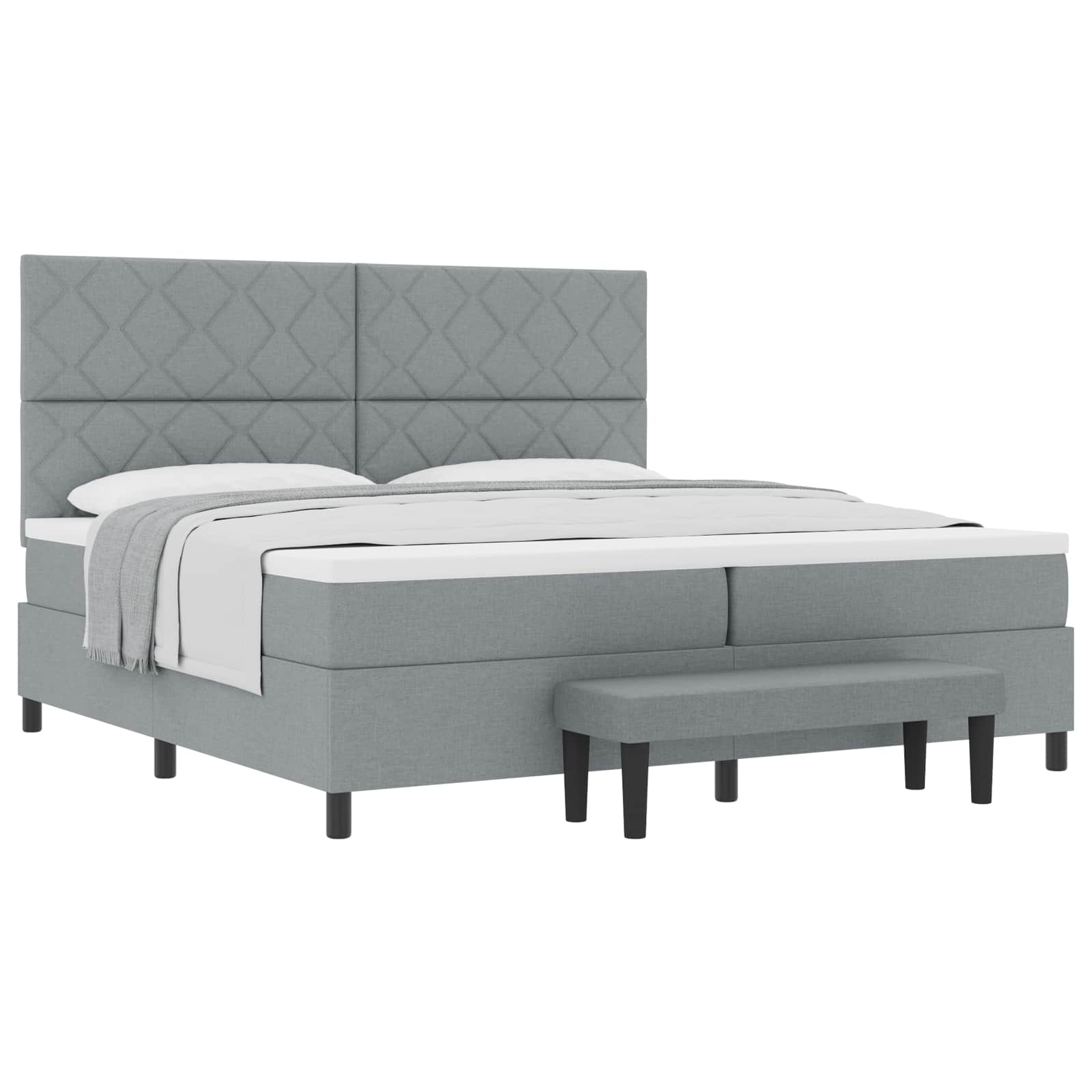 Boxspringbed met hoofdeinde Lichtgrijs 200 x 200 cm Stof is nu te koop bij PeponiXL, paradijselijk wonen!