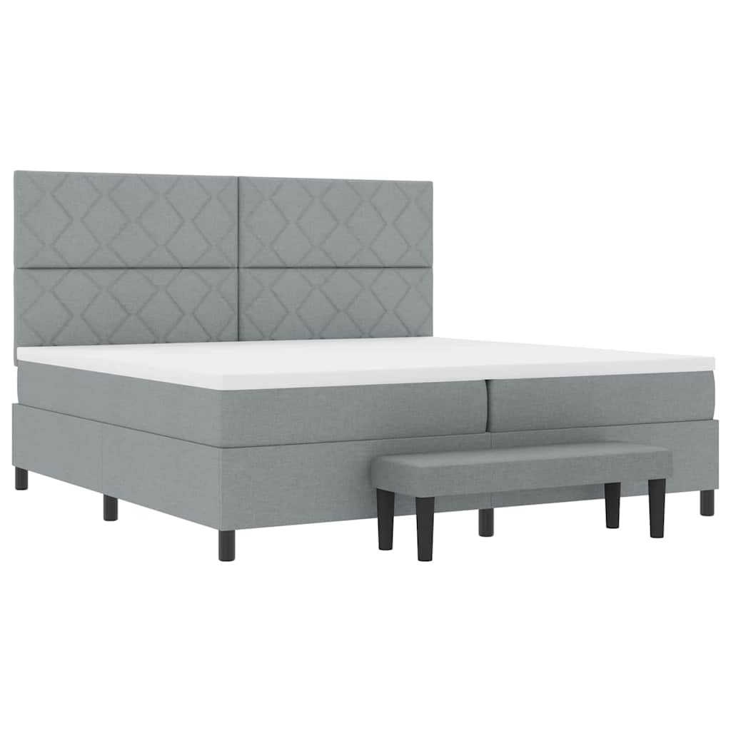 Boxspringbed met hoofdeinde Lichtgrijs 200 x 200 cm Stof is nu te koop bij PeponiXL, paradijselijk wonen!