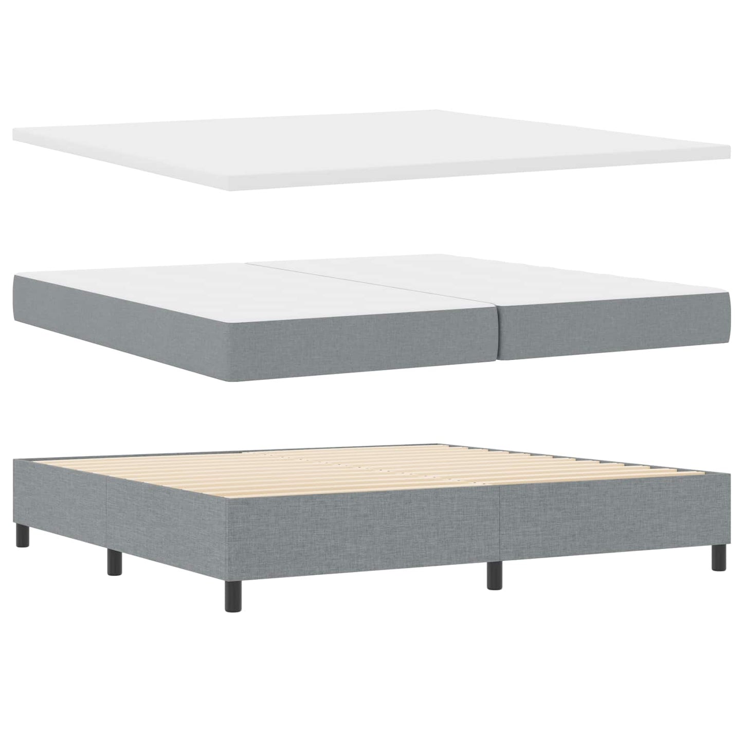 Boxspringbed met hoofdeinde Lichtgrijs 200 x 200 cm Stof is nu te koop bij PeponiXL, paradijselijk wonen!