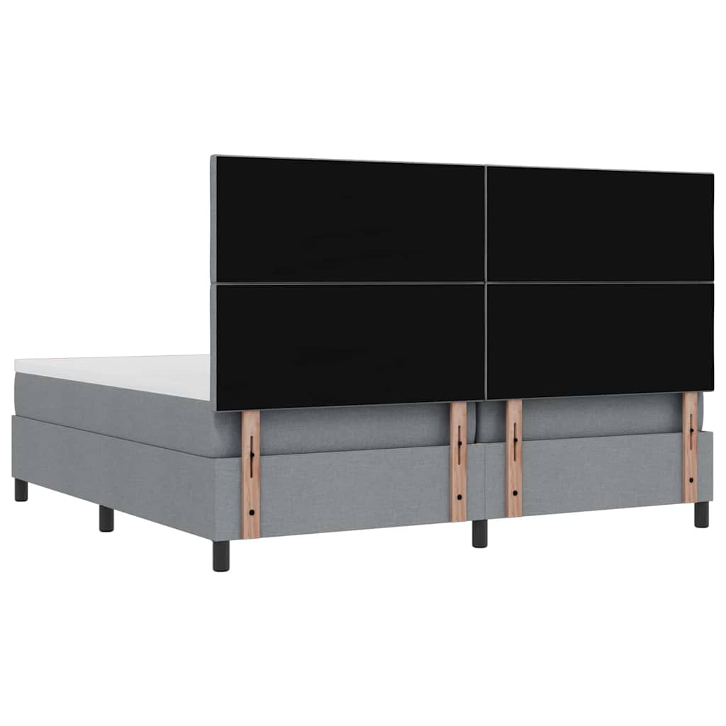 Boxspringbed met hoofdeinde Lichtgrijs 200 x 200 cm Stof is nu te koop bij PeponiXL, paradijselijk wonen!