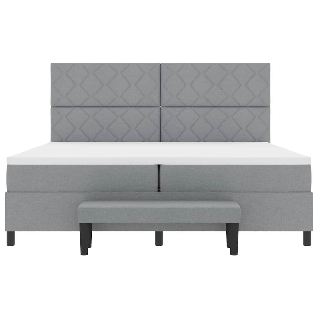 Boxspringbed met hoofdeinde Lichtgrijs 200 x 200 cm Stof is nu te koop bij PeponiXL, paradijselijk wonen!