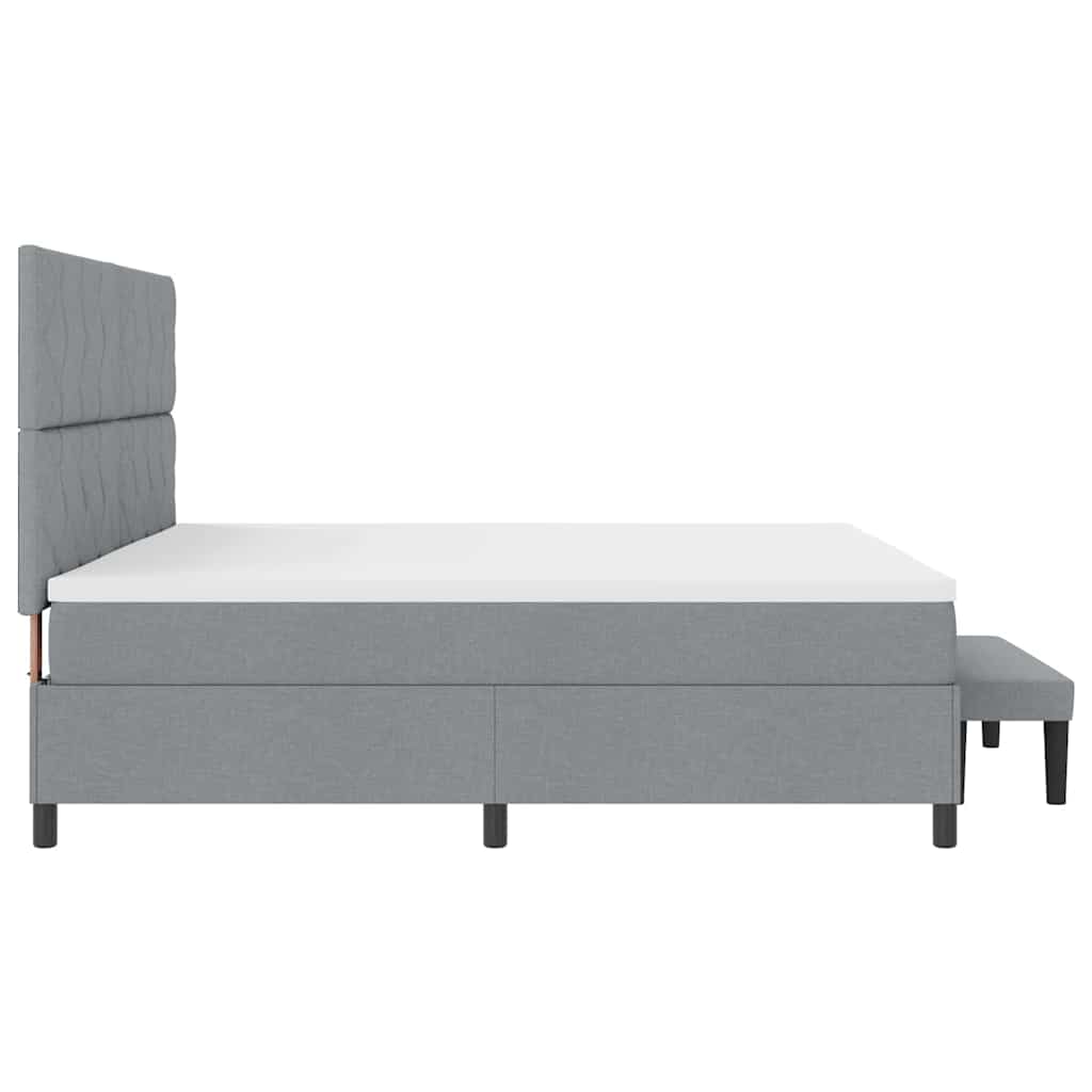 Boxspringbed met hoofdeinde Lichtgrijs 200 x 200 cm Stof is nu te koop bij PeponiXL, paradijselijk wonen!