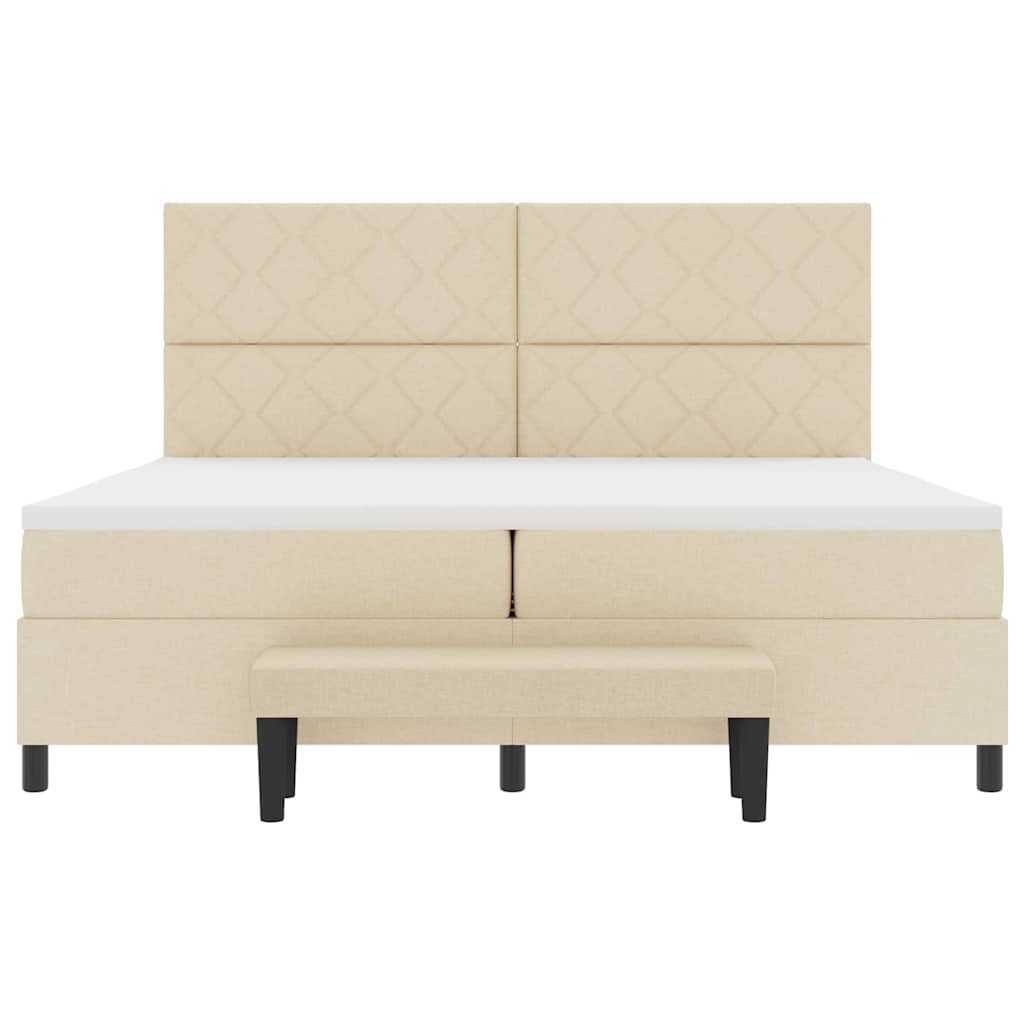 Boxspringbed met hoofdeinde Crème 200 x 200 cm Stof is nu te koop bij PeponiXL, paradijselijk wonen!