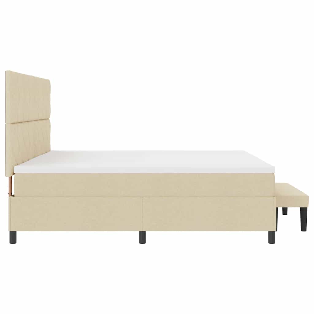 Boxspringbed met hoofdeinde Crème 200 x 200 cm Stof is nu te koop bij PeponiXL, paradijselijk wonen!