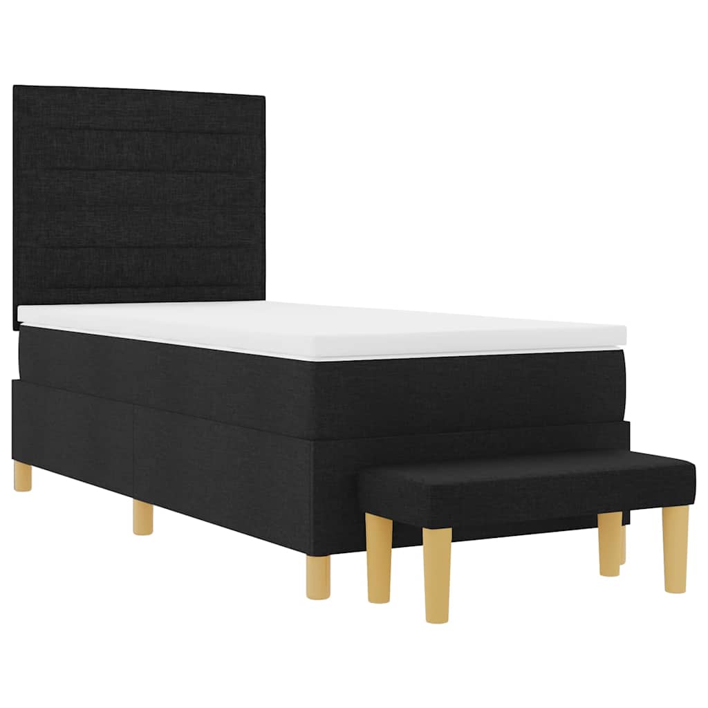 Boxspring bed met hoofdeinde Zwart 200 x 90 cm Stof is nu te koop bij PeponiXL, paradijselijk wonen!