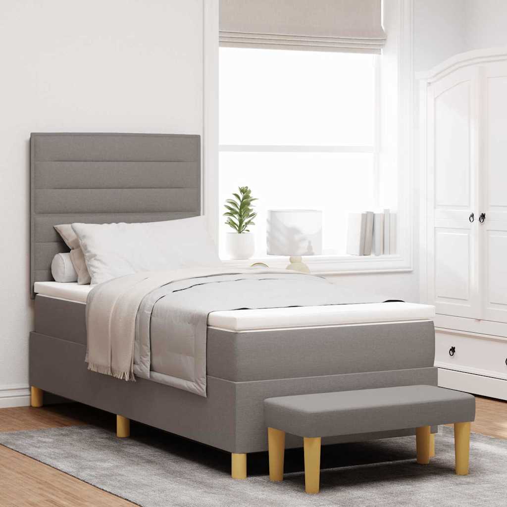 Boxspring bed met hoofdeinde Taupe 200 x 90 cm Stof is nu te koop bij PeponiXL, paradijselijk wonen!