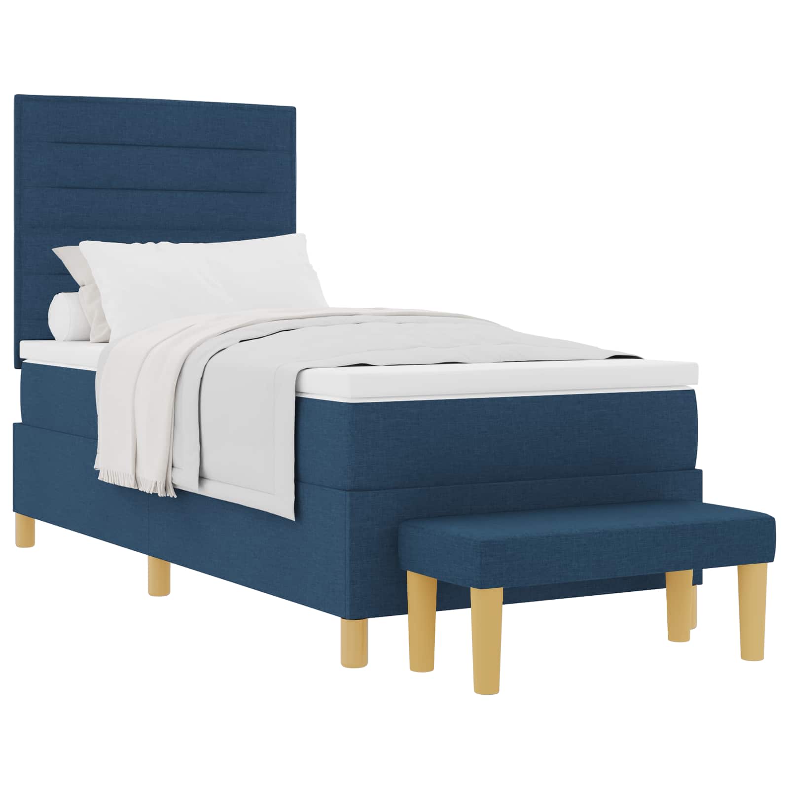 Boxspring bed met hoofdeinde Blauw 200 x 90 cm Stof is nu te koop bij PeponiXL, paradijselijk wonen!