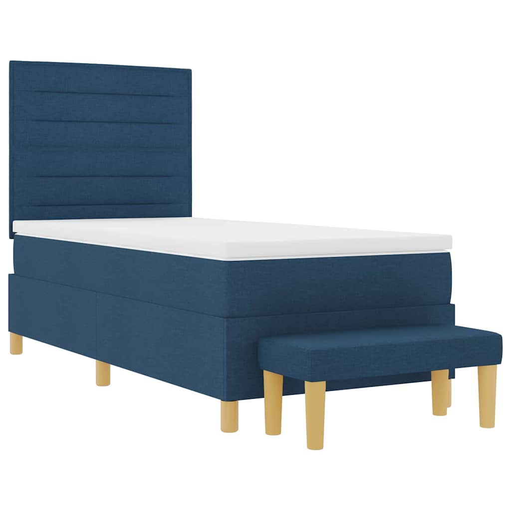 Boxspring bed met hoofdeinde Blauw 200 x 90 cm Stof is nu te koop bij PeponiXL, paradijselijk wonen!