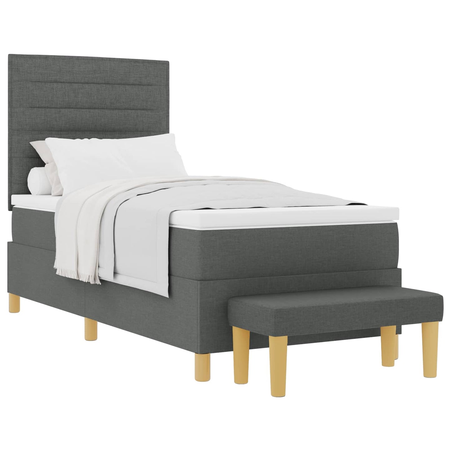 Boxspring bed met hoofdeinde Donkergrijs 200 x 90 cm Stof is nu te koop bij PeponiXL, paradijselijk wonen!