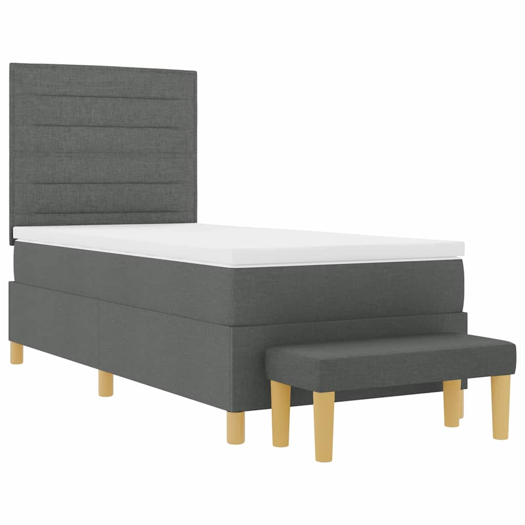 Boxspring bed met hoofdeinde Donkergrijs 200 x 90 cm Stof is nu te koop bij PeponiXL, paradijselijk wonen!