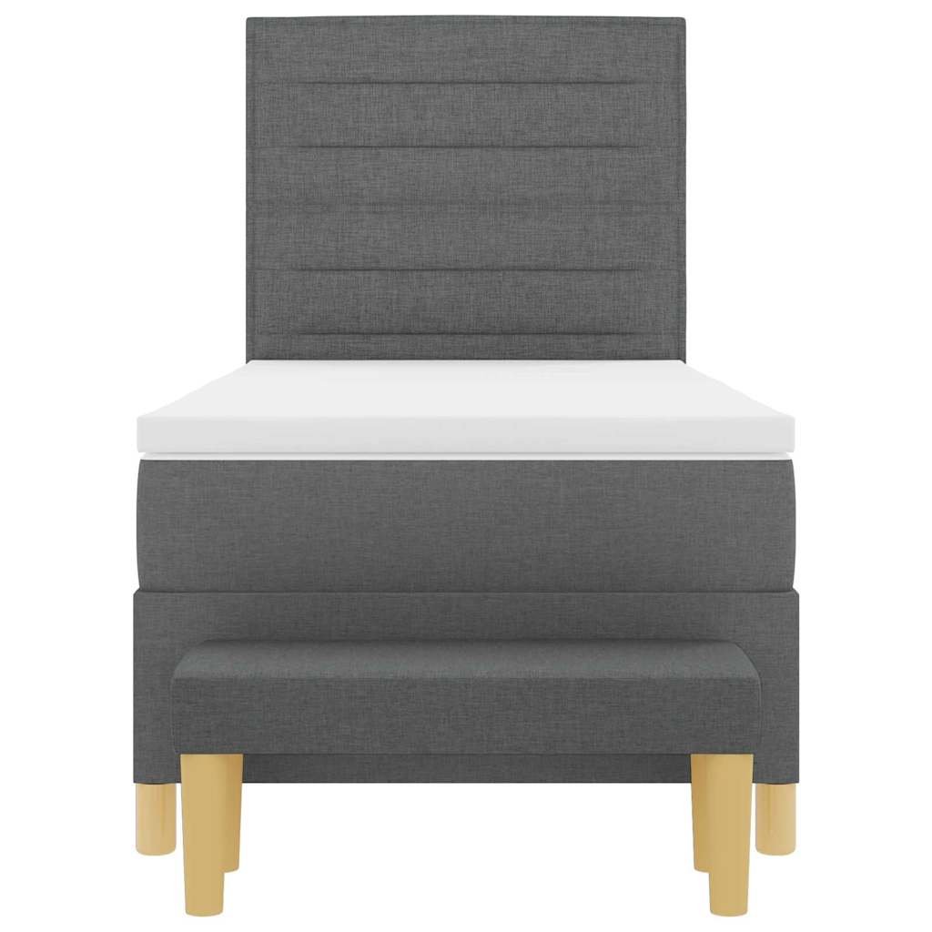 Boxspring bed met hoofdeinde Donkergrijs 200 x 90 cm Stof is nu te koop bij PeponiXL, paradijselijk wonen!