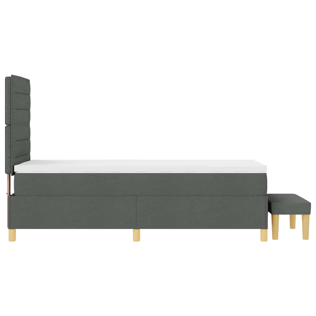 Boxspring bed met hoofdeinde Donkergrijs 200 x 90 cm Stof is nu te koop bij PeponiXL, paradijselijk wonen!