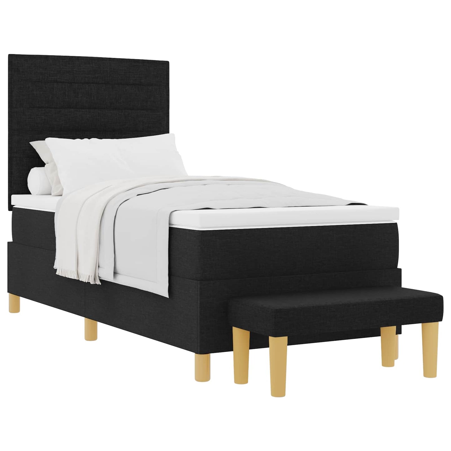Boxspring bed met hoofdeinde Zwart 200 x 90 cm Stof is nu te koop bij PeponiXL, paradijselijk wonen!