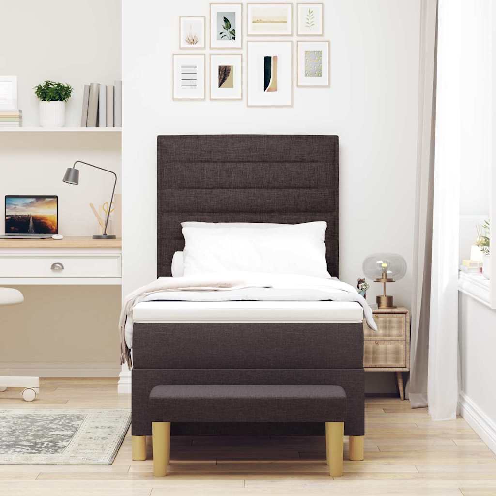 Boxspring bed met hoofdeinde Donkerbruin 200 x 90 cm Stof is nu te koop bij PeponiXL, paradijselijk wonen!
