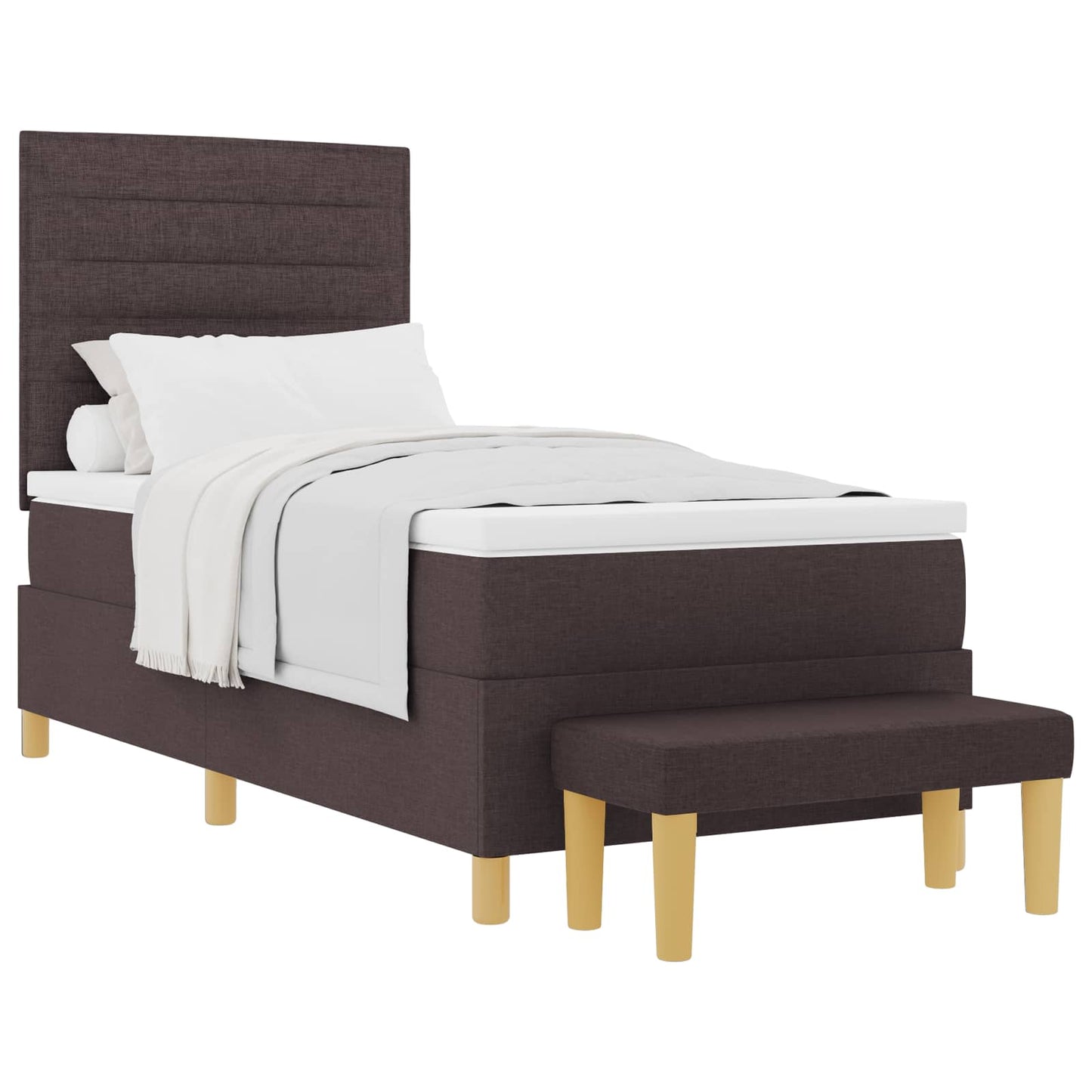 Boxspring bed met hoofdeinde Donkerbruin 200 x 90 cm Stof is nu te koop bij PeponiXL, paradijselijk wonen!
