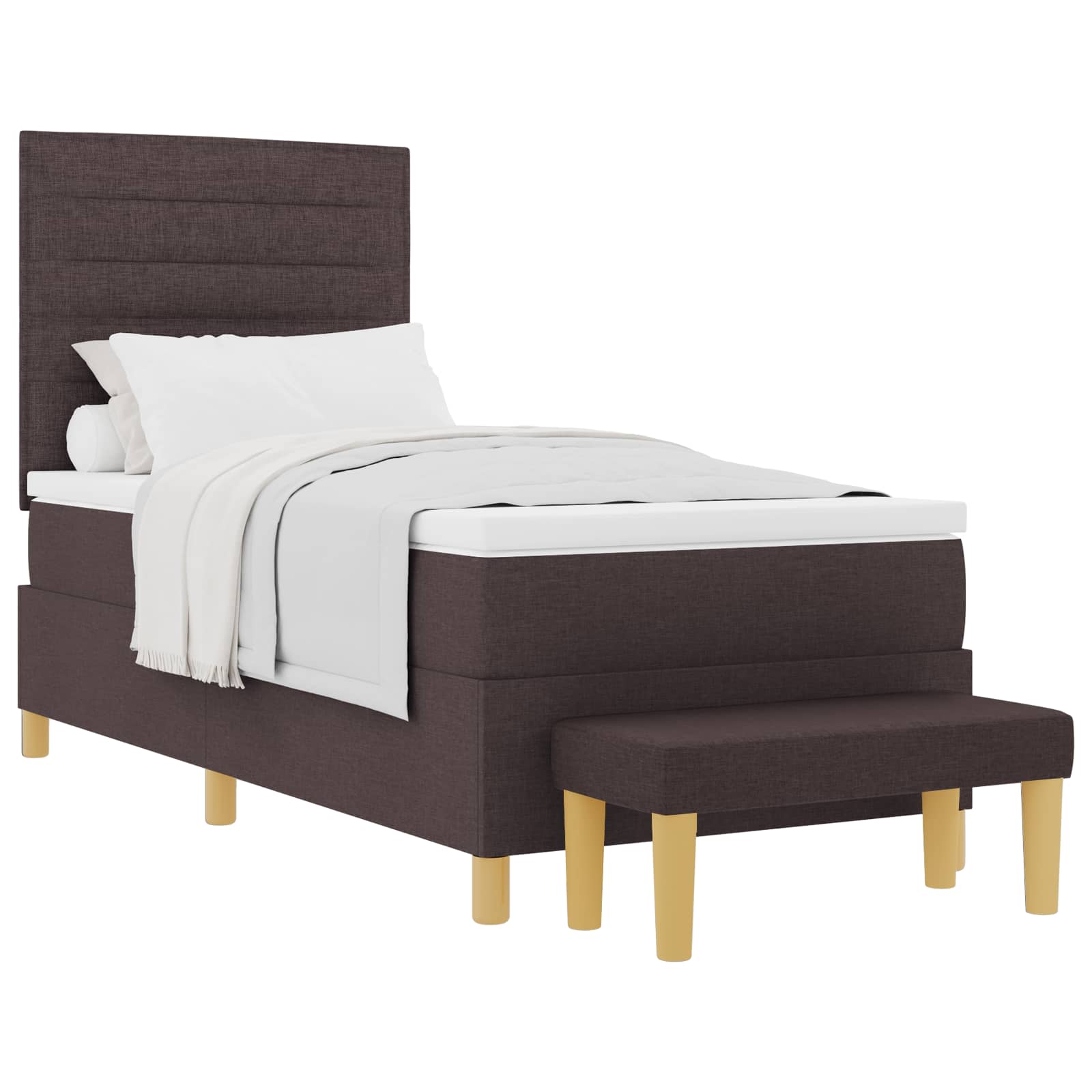 Boxspring bed met hoofdeinde Donkerbruin 200 x 90 cm Stof is nu te koop bij PeponiXL, paradijselijk wonen!
